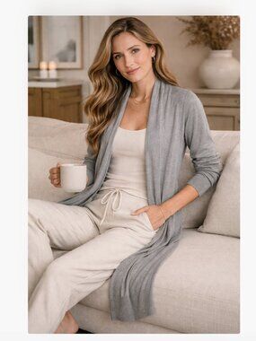 Survival viscose blend long gray lounge cardigan size large